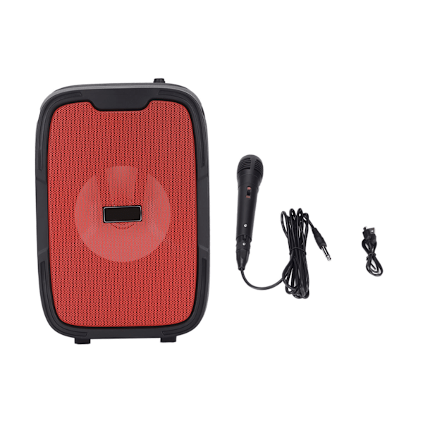 Bluetooth-kaiutin Super Bass Subwoofer Kannettava LED Langaton Kaiutin FM-radiolla Ulkokaraokeen 5 tuumaa Punainen