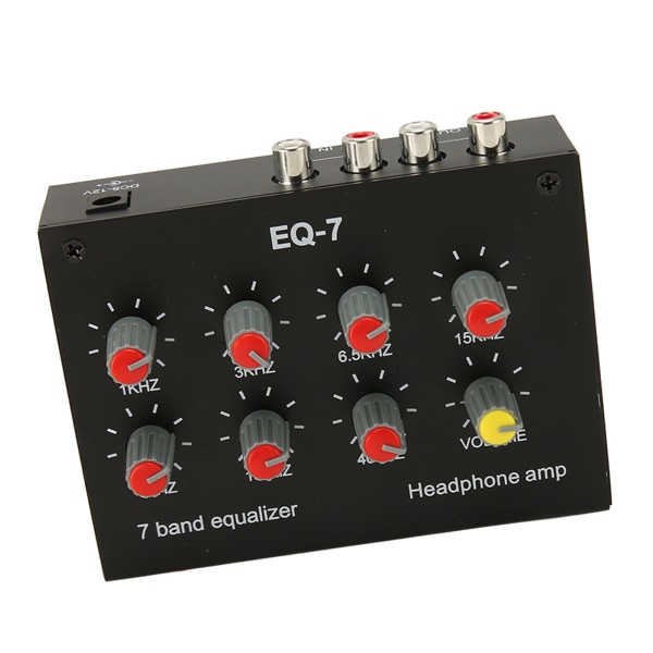 7 Band Equalizer RCA Input Output Volum Justerbar 2 Kanaler Bil Equalizer EQ Bilhodetelefonforsterker for bilbåtmotorsykkel