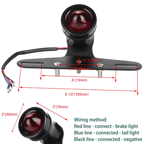 Universal Motorcykel Retro Konvex Lins LED Bakljus Stoppbromsljus