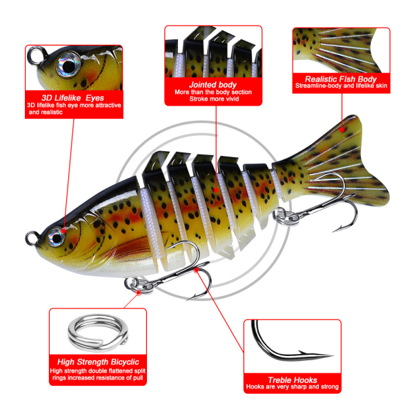 10 cm naturtrogna fiskedrag Multi simbeten Långsamt sjunkande hårt bete Fiskeredskap tillbehör