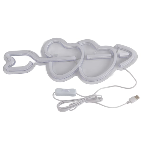 Hjerteformet neonlysdekor for studie soverom stue RV skrivebord USB-drevet