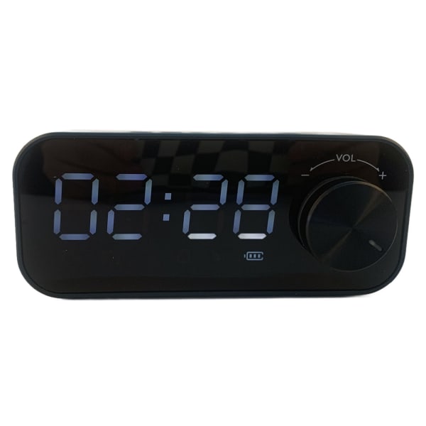 Mini Bluetooth-højttaler Kraftig bas Dual Alarm Clock Bærbar trådløs højttaler med LED-skærm Blå