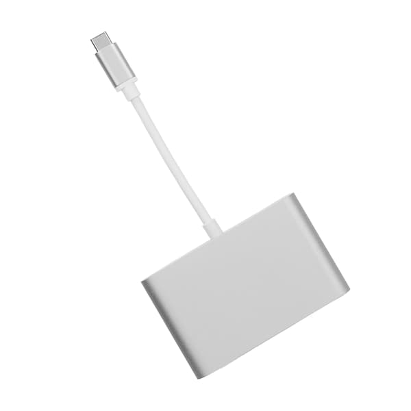 USB 3.1 Type C til VGA Adapter Hub PD 3 i 1 Dokkingstasjon Aluminium Type C til VGA Adapter Sølv