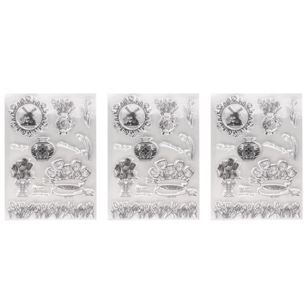 3 stk klart stempel Unik design Resirkulerbare transparente pregingstempler for DIY Scrapbook Crafts