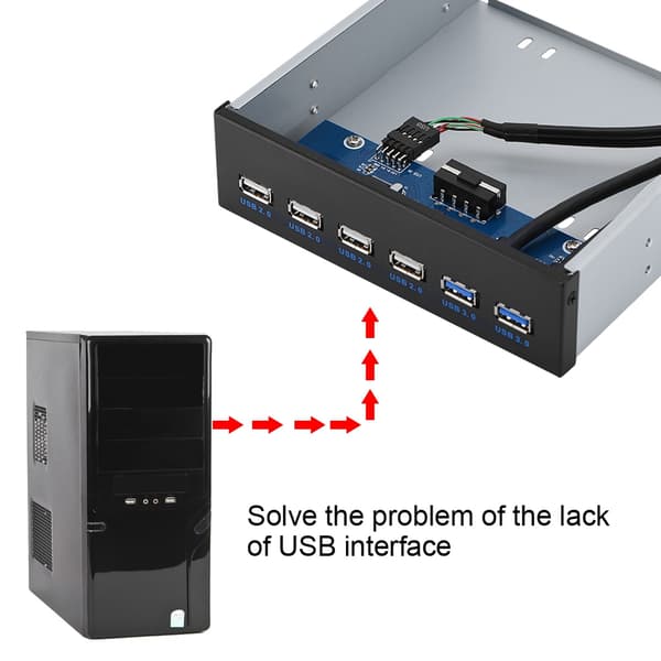 9PIn 19PIN til 2 * USB3.0 + 4 * USB2.0 6 Interface Metal Front Panel USB Hub