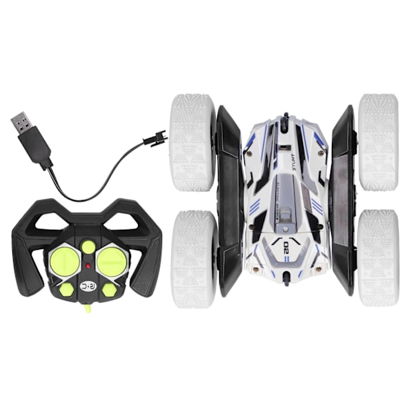 2,4G Dubbelsidig Fjärrstyrd Driftbil 360 Grader Rotations RC Stuntbil Leksak för Barn Vit