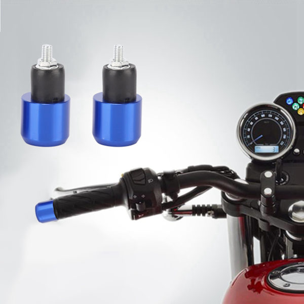 2 st Universal 18-22 mm Motorcykel Runt Styre Ändvikt Balans Plugg (Blå)