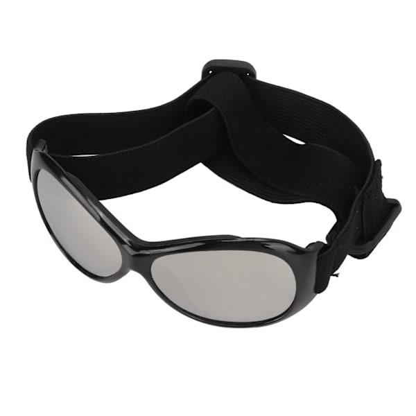 Kæledyrsbriller Hund Solbriller Vindtætte Hund Goggles Øjenbeskyttelse med Justerbar Rem Sort Sølv