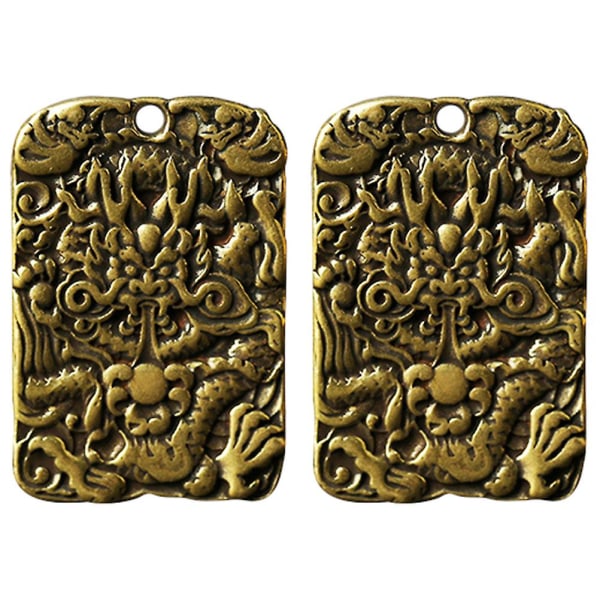 2stk Portable Creative Dragon Charm Dragon Tag Amulet Card For Dekor Nøkkelring hengende