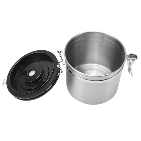 Kaffebeholder i rustfrit stål med lufttæt beholder til kaffe med 30 ml ske, datosporing, kaffekande til opbevaring af 1,2 l, rustfrit stål