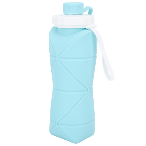 Silikoniset kokoontaittuvat matkapullot kansilla, tiiviit pehmeät joustavat kokoontaitettavat vesipullot kuntosalille, patikointiin, urheiluun, sininen 600ml
