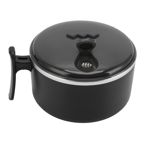 Isolerad skål 304 Rostfritt stål med lock Stativdesign ihålig dubbelskikts värmeisolering Ramenmugg för kök Svart