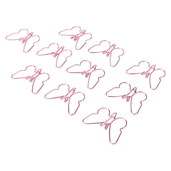 100 stk formede papirclips Pink sommerfugle form metal sød stil lette bærbare kontorklemmer til dokument