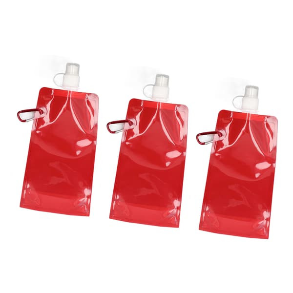 3 stk. vandbeholderpose PVC udendørs foldbar vandpose til sport camping ridning rød