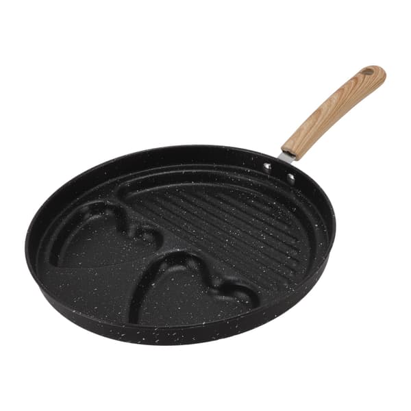 Egg Biff Delt Stekepanne 3 i 1 Multifunksjonell Forhindrer Klebrig Egg Biff Stekepanne for Hjemmet