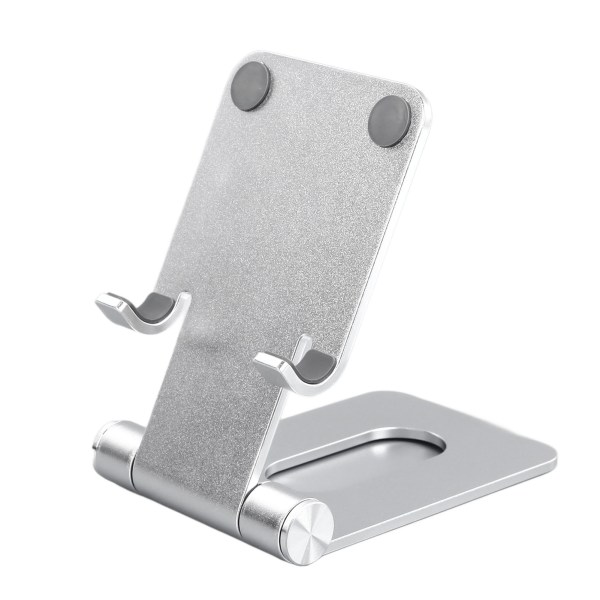 Sammenleggbar mobiltelefonholder av aluminiumslegering Sammenleggbar mobiltelefonholder for skrivebordsstasjon for sølv