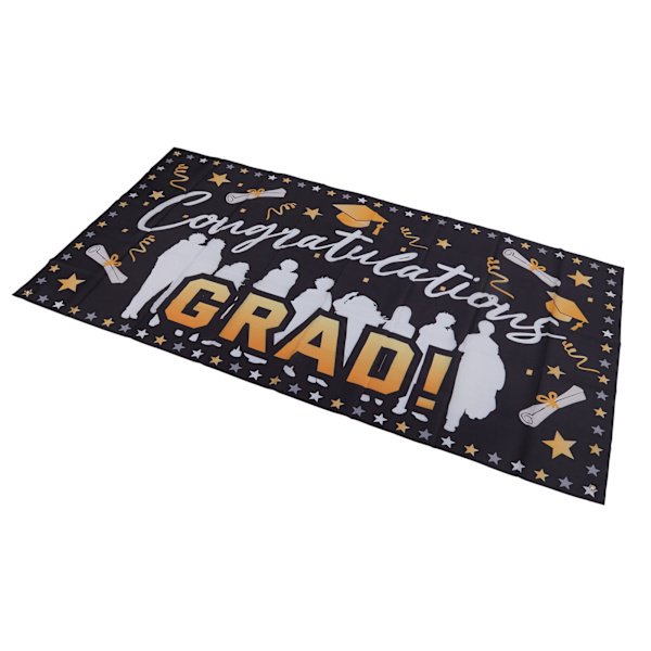 Graduation Banner 71x38in Holdbart Polyester Stof Farveløs 4 Øjer Nem Installation Tillykke Grad Banner til Fest C