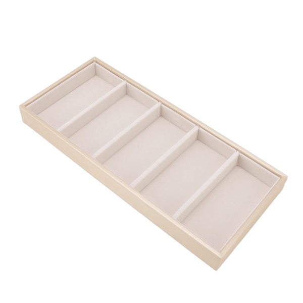 5-rutnigt glasögonfodral, multifunktionellt, platsbesparande, 5 fack, förvaringslåda, beige