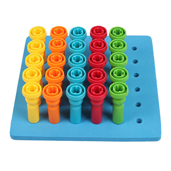 Pegboard-set leksaker 6 hål 5 färger pedagogisk rolig plastmaterial rundade hörn staplingspegboard leksak för småbarn