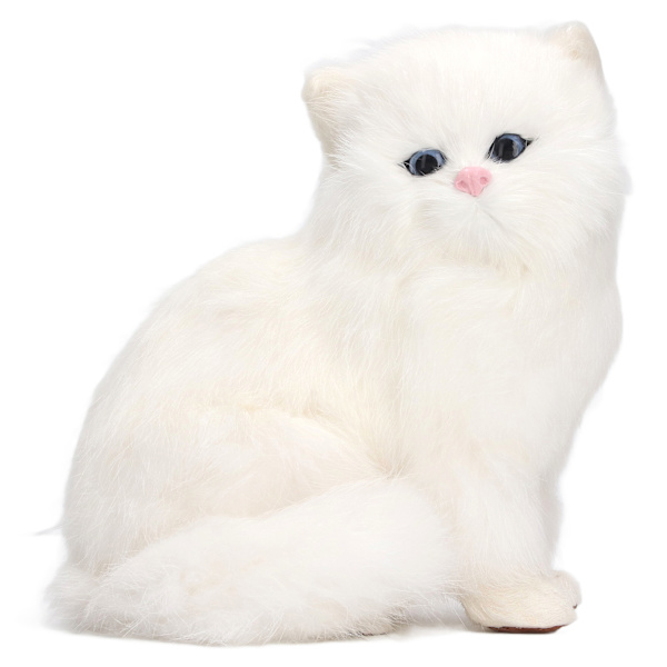 Simuleret Pels Kat Figur - Realistisk Mini Killing Dekorativ Kitty Statue Syntetisk Pels Kæledyr Udstoppet Dyr Replika