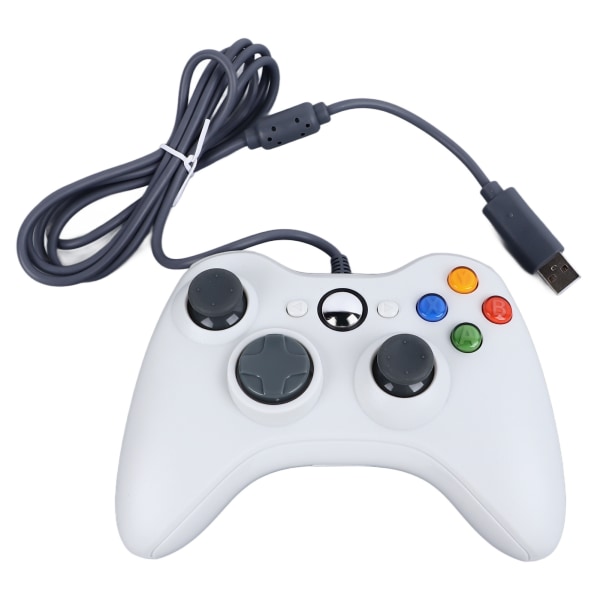 Kabelført controller Plug and Play Nøjagtig kontrol Ergonomisk design spilcontroller til PC Hvid