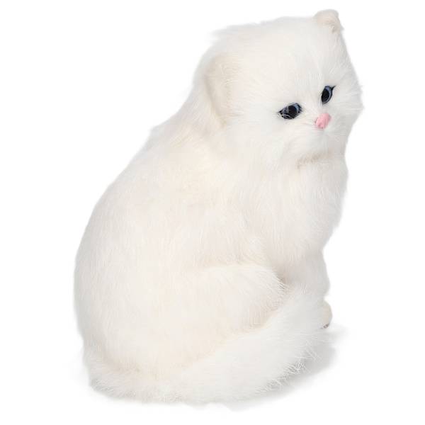 Simuleret Pels Kat Figur - Realistisk Mini Killing Dekorativ Kitty Statue Syntetisk Pels Kæledyr Udstoppet Dyr Replika