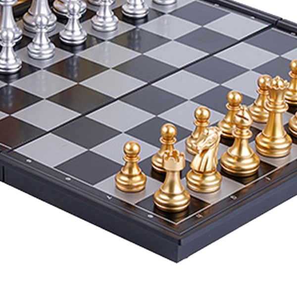 Magnetiskt Reseschack, Vikbart, Bärbart, Pedagogiskt, Guld- och Silverimitationsporslin, Reseschackspel