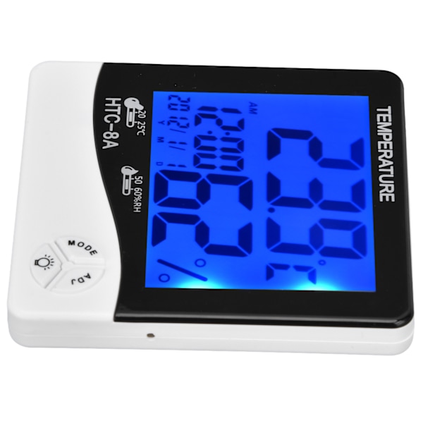 Rumtemperaturmonitor LED-bakgrundsbelysning Display Alarmklockfunktion 24 timmars automatisk inspelning Fuktighetssensor