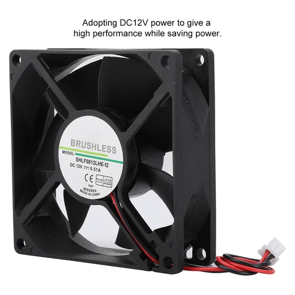 SHLF0812LHE-12 DC12V 0.51A 8CM 2-Pin Stor Luftmængde Køleventilator
