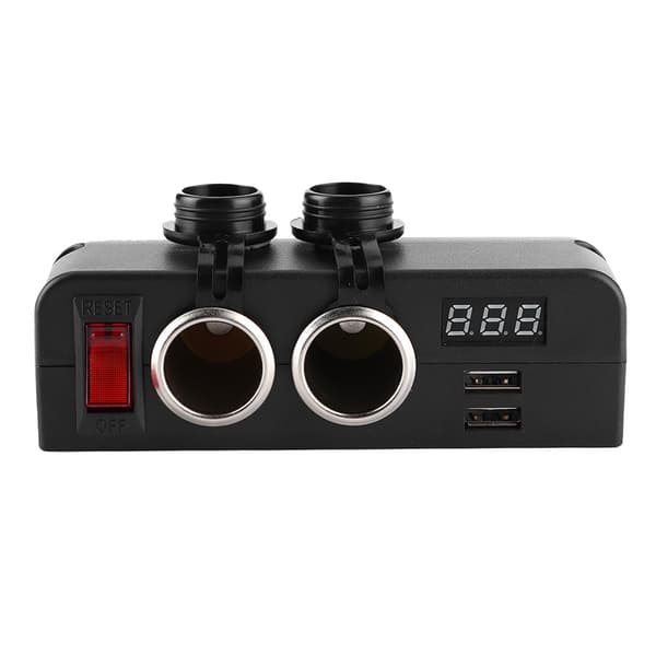 3-i-1 sigarettenneruttak splitter USB billader voltmeter strømadapter