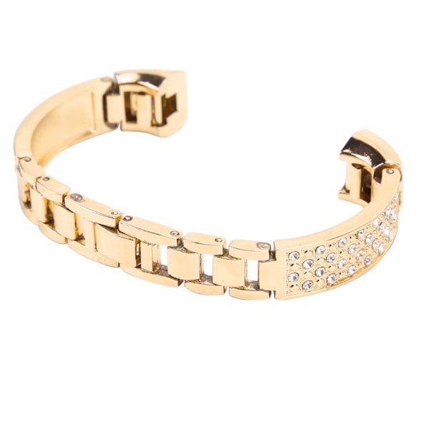 Armbånd i rustfrit stål til kvinder med indlagte rhinestones, håndledsdekoration til FitbitGold
