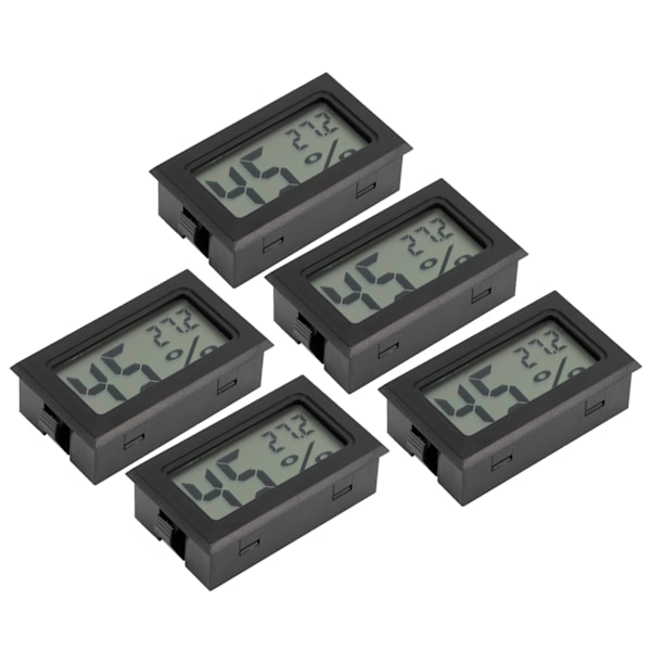 5 stk. LCD termometer hygrometer mini indendørs hjem desktop temperatur fugtighedsmåler sort