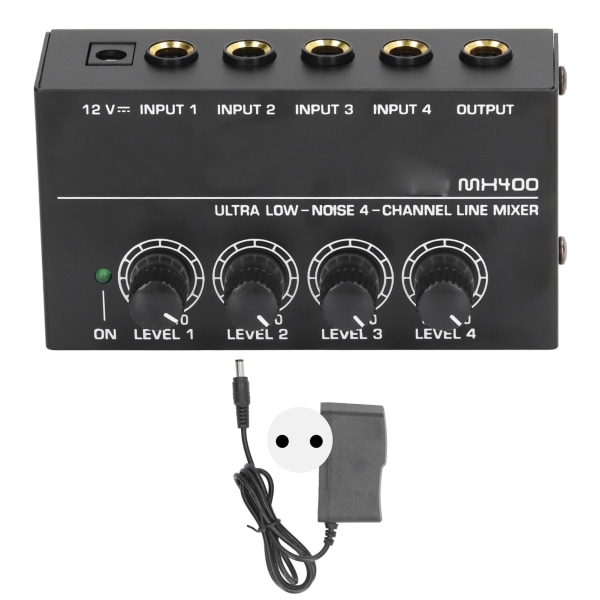 4-kanals mixer AC 100V-240V Black Ultra Low Noise 4-kanals kompakt mixer för gitarrer bas keyboards EU-kontakt