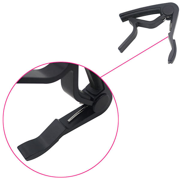 Hurtigt skiftende legeret trigger clamp key capo til 6-strenget folkeguitar (sort)