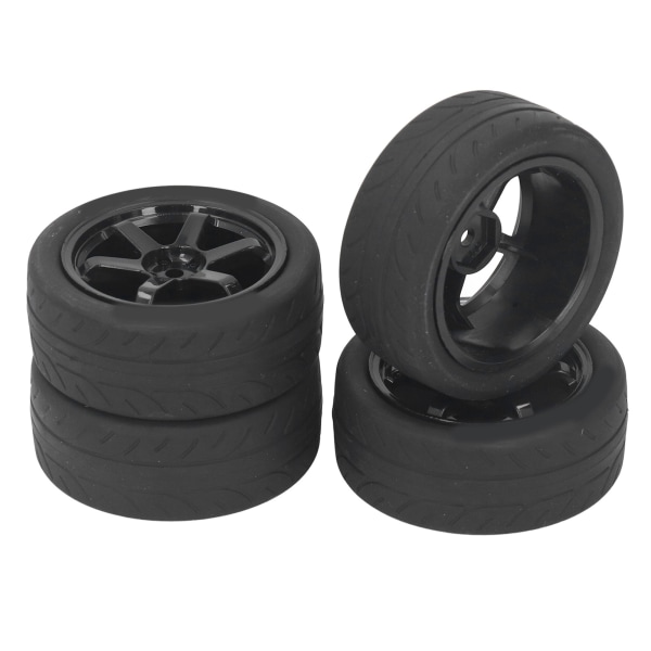 4 stk. RC Bil Dæk Gummi Plast Universal RC Bil Hjul til Tamiya TT01 TT02 XV01 XV02 1/10 Fjernstyret Køretøj Sort