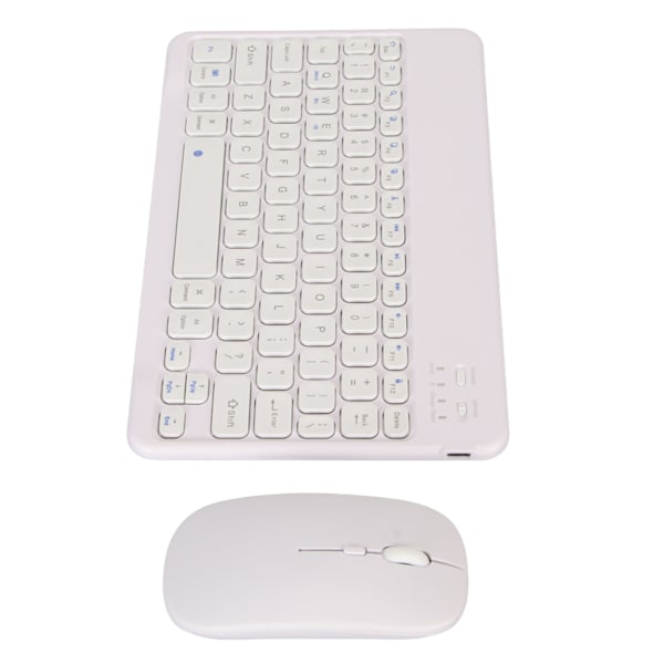 Trådlöst tangentbord och musset, Bluetooth-tangentbord och musset, bärbart matchande tangentbord och mus för PC-bärbar dator, vit