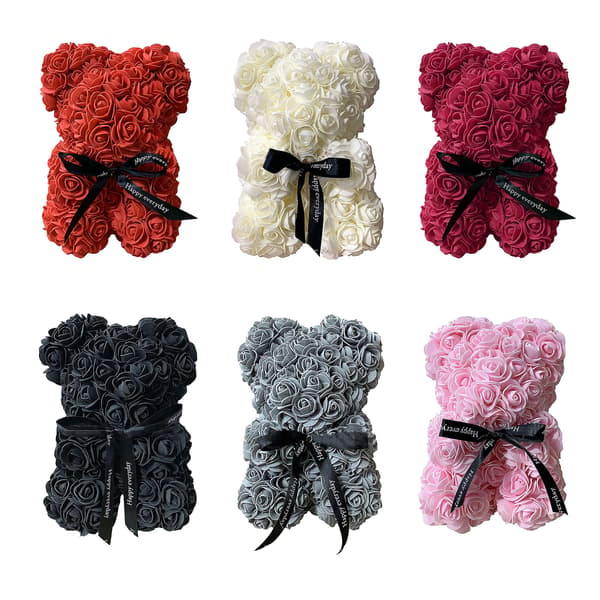 Romantisk kunstig rosenblomst bamse Valentinsdagsgave
