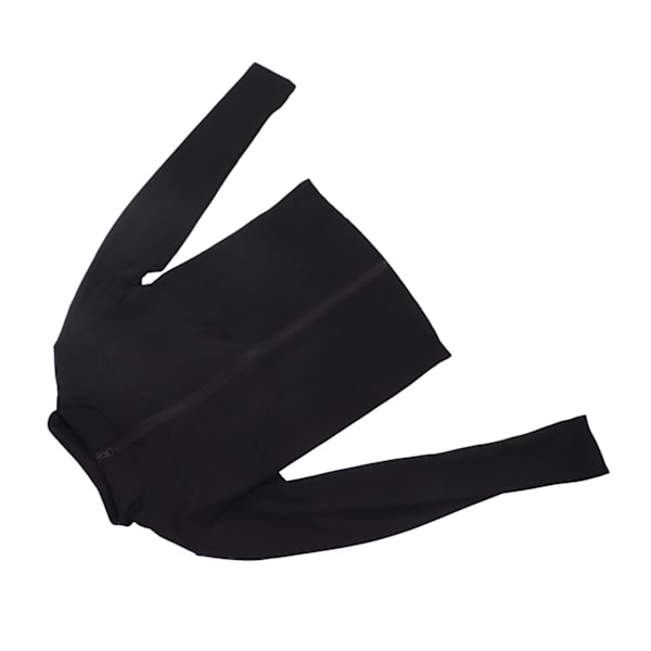 Yoga Jakke Dame Lett Full Glidelås Løpejakke Treningsjakke Slim Fit Yoga Sportsklær med Tommelhull Svart XL