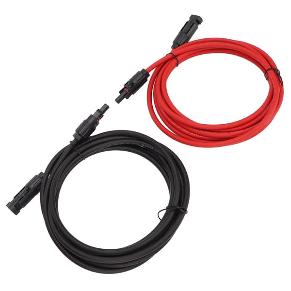 1 par solcelleforlengelseskabel 6mm² PPE kobberisolert solcellepanelkabeladapter for bobil PV-system 6m / 19.7ft