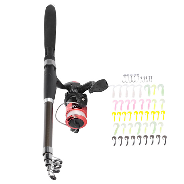 Teleskopiskt fiskespö och rulle Combo Kit med Lure Outdoor Fishing Accessory med bärväska