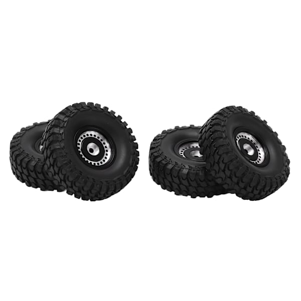 4 stk. 55 mm Forreste Bageste Gummidæk og 24 Huls Fælgsæt til AXIAL SCX24 1/24 RC Bil Sort