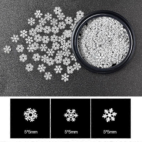 1 ask 3 stilar juldekorationer snöflinga nagelglitter vitt