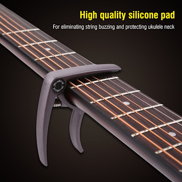 Enkelhånds Quick Change Metal Guitar Capo Clamp for folkeakustiske gitarer mørkebrun