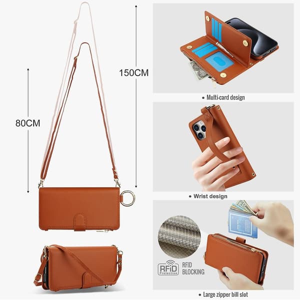 Crossbody Plånbok Läderfodral För iPhone 11 Pro Max / 11 Pro / iPhone 11 Brow Brown For iPhone 11 Pro