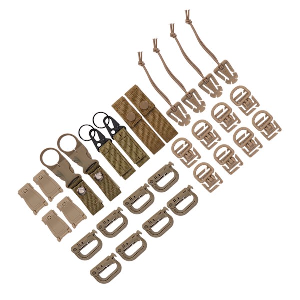 30 st Molle Tillbehör D Spänne Ryggsäck Spänne Nylon Ribbon Ryggsäck Tillbehör för picknick Camping Resor Jordfärg