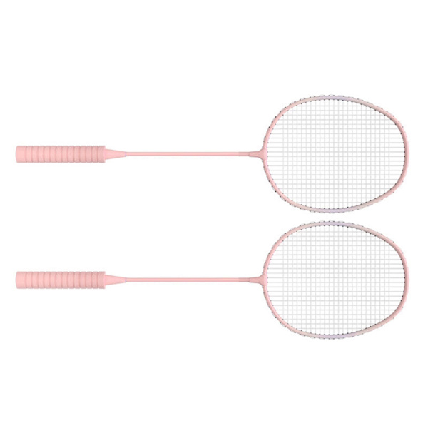 Badmintonracketset för utomhusspel i trädgården, inklusive 2 racketar, 3 nylonbollar och 1 väska för nybörjare, vuxna, rosa