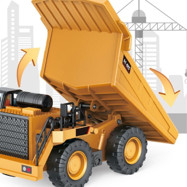 9 kanals RC dumper legetøjssæt RC lastbil konstruktion køretøj lastbil legetøj til småbørn Børn Drenge Piger Gul