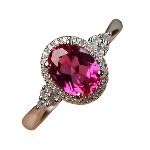 Mode Kvinnor Oval Cubic Zirconia Finger Ring Bröllop Förlovning Smycken Present US 7