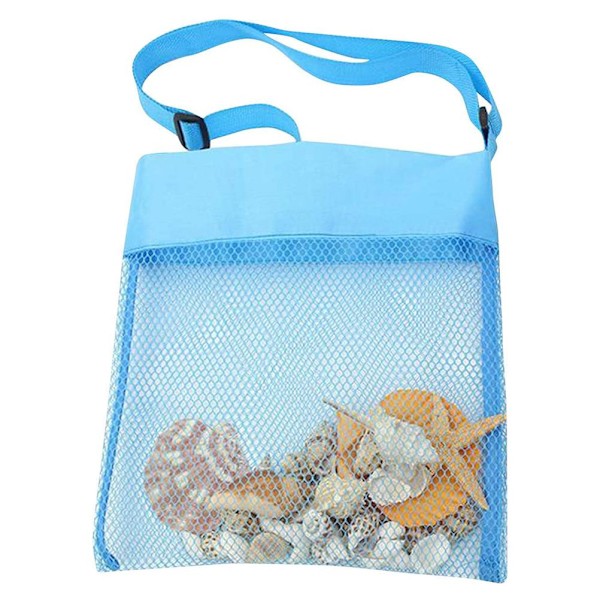Fargerike netting-strandvesker for barn Bærbare Sand Away Beach Treasures Seashell-vesker Lekeoppbevaringsveske Mesh-strandvesker