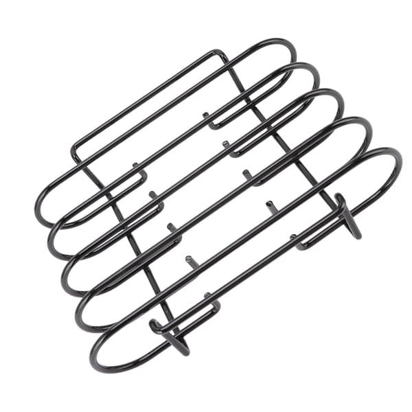 Rib Rack 4 rækker kapacitet kompakt bærbart jernmateriale sort holdbart genanvendeligt grillstativ til camping